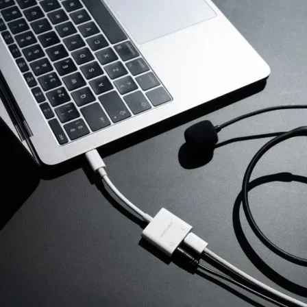 Nanocable Adaptador de Audio USB-C Macho a Jack 3.5 Hembra y USB-C Hembra PD 60W, Blanco